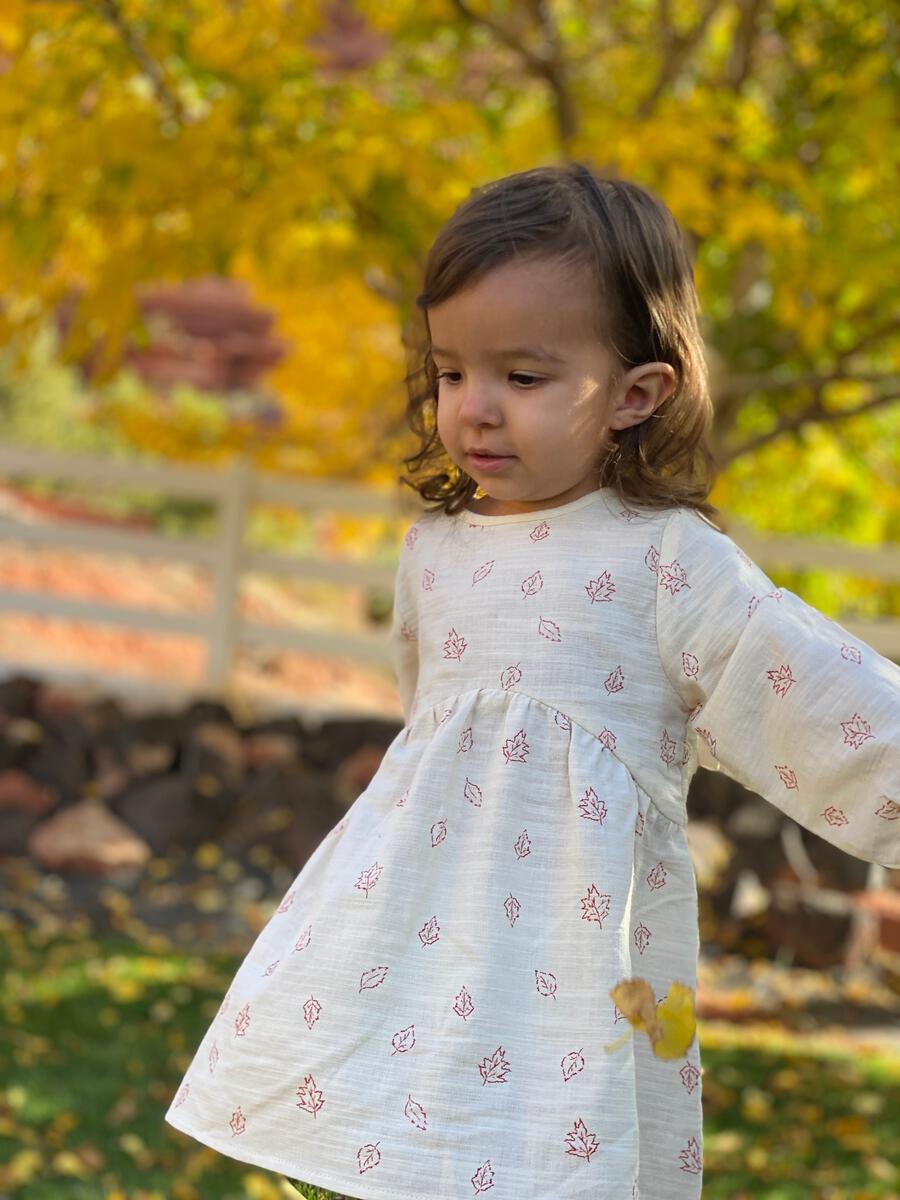 Ettie & H - Tamsyn Dress - Ivory Leaves (Woven)