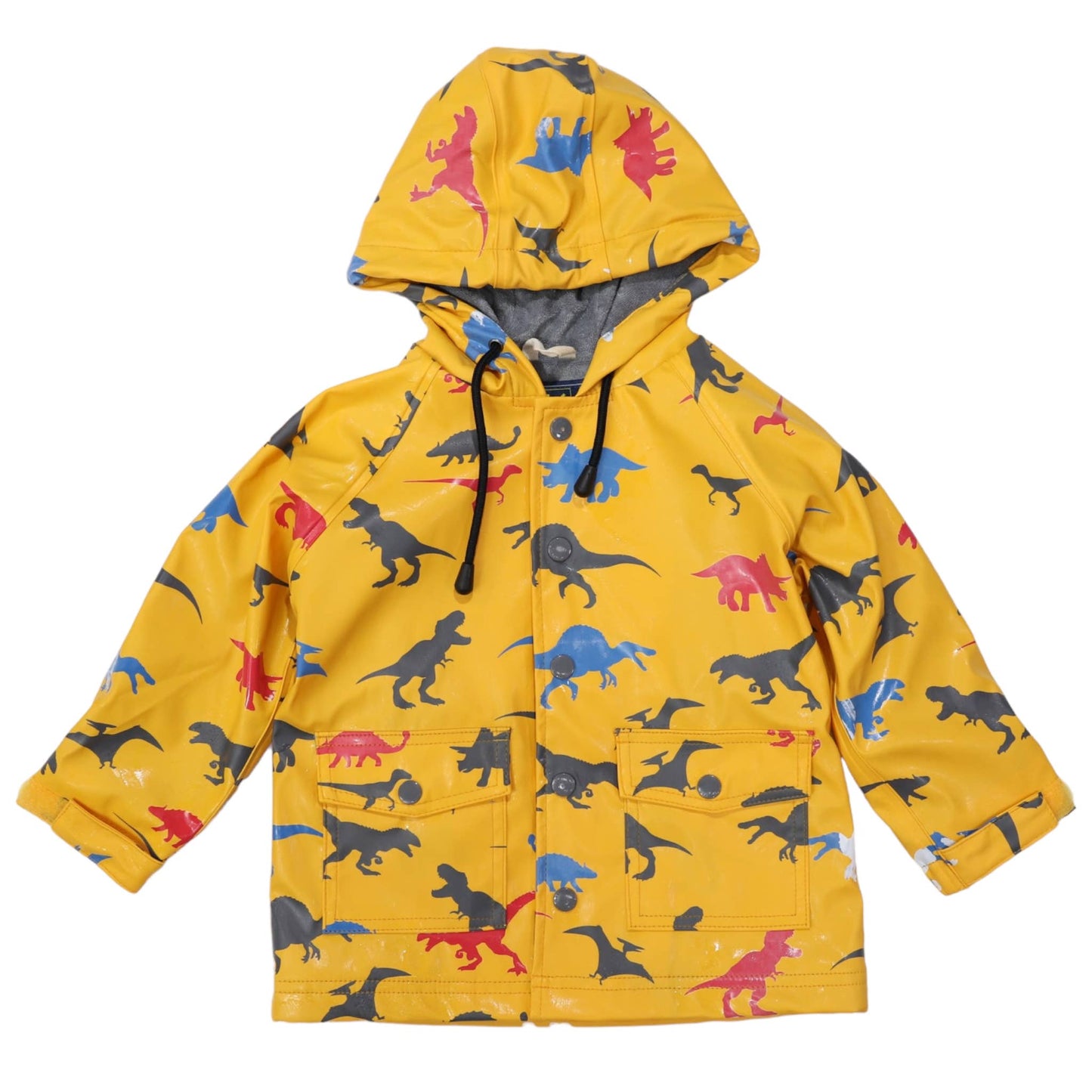 Korango - Dinosaur Colour Change Raincoat Mustard - Terry Towel