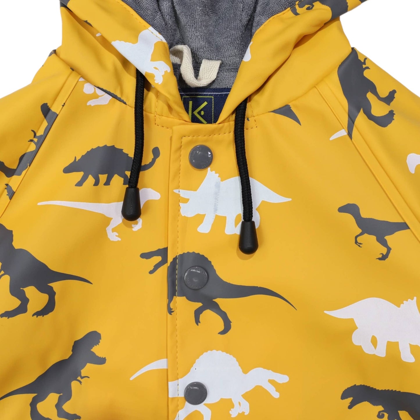 Korango - Dinosaur Colour Change Raincoat Mustard - Terry Towel