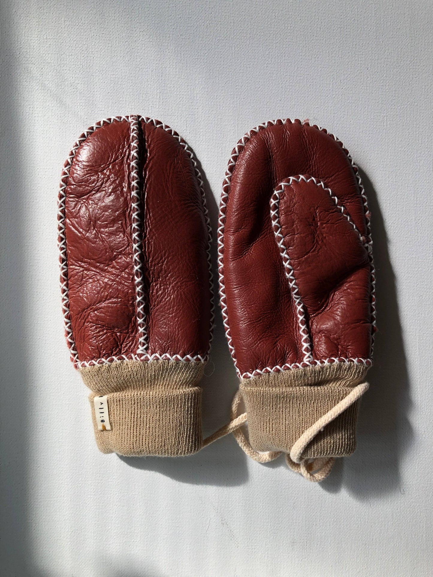 Billy Bamboo - KIDS SHEARING MITTENS: Dark maple red