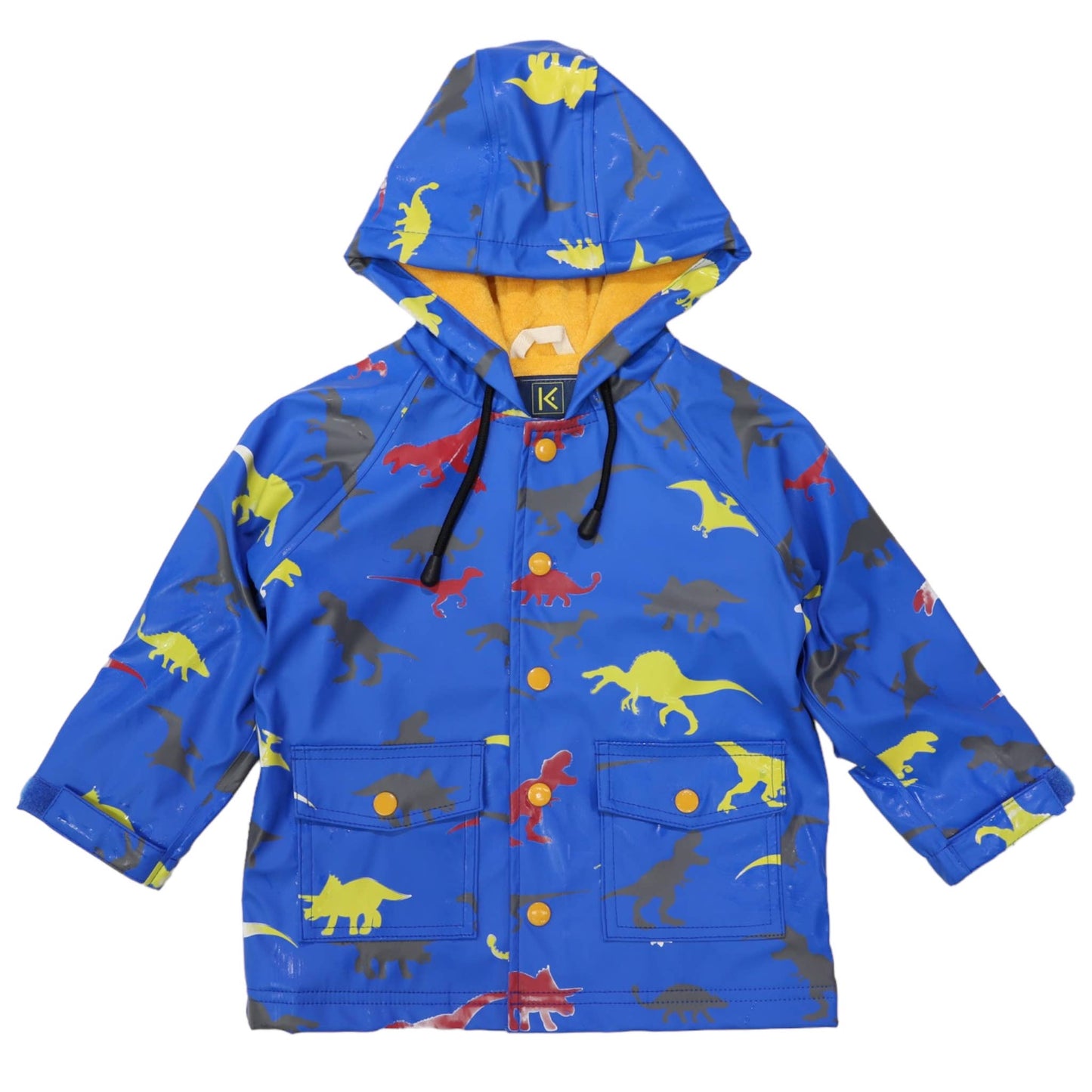 Korango - Dinosaur Colour Change Raincoat Victoria Blue - Terry Towel