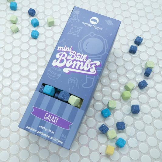 Happy Hippo Bath - *New Size* Galaxy Mini Bubble Bombs- Box