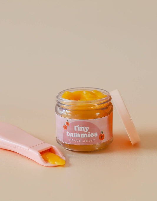 Tiny Harlow Tiny Tummies - Peach jelly food - Jar and spoon