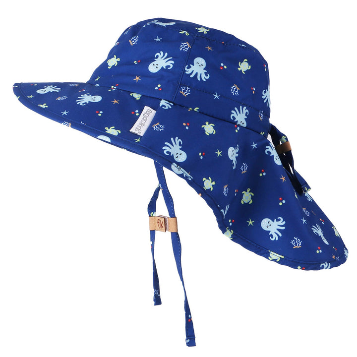 Flapjackkids - Sun Hat With Neck Cape - Octopus