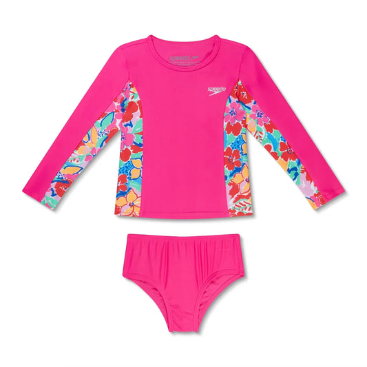 Speedo Toddler Long Sleeve Rashguard Set Flare Pink