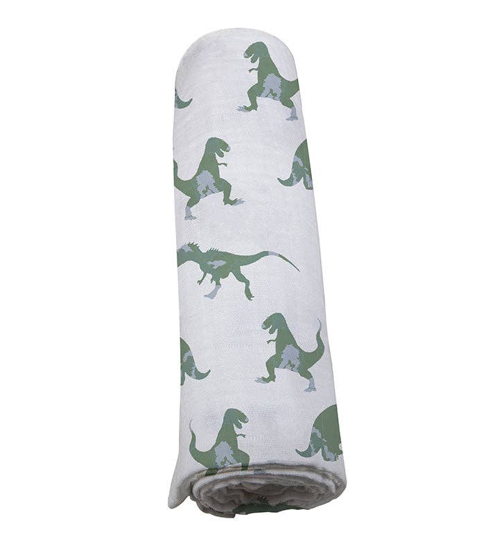 Newcastle Classics - Granite Green Dinosaurs Cotton Swaddle