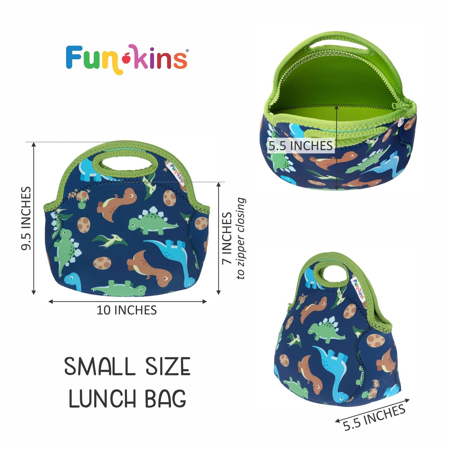 My Funkins - Small, Machine Washable Lunch Bag for Kids - Pink Dinos