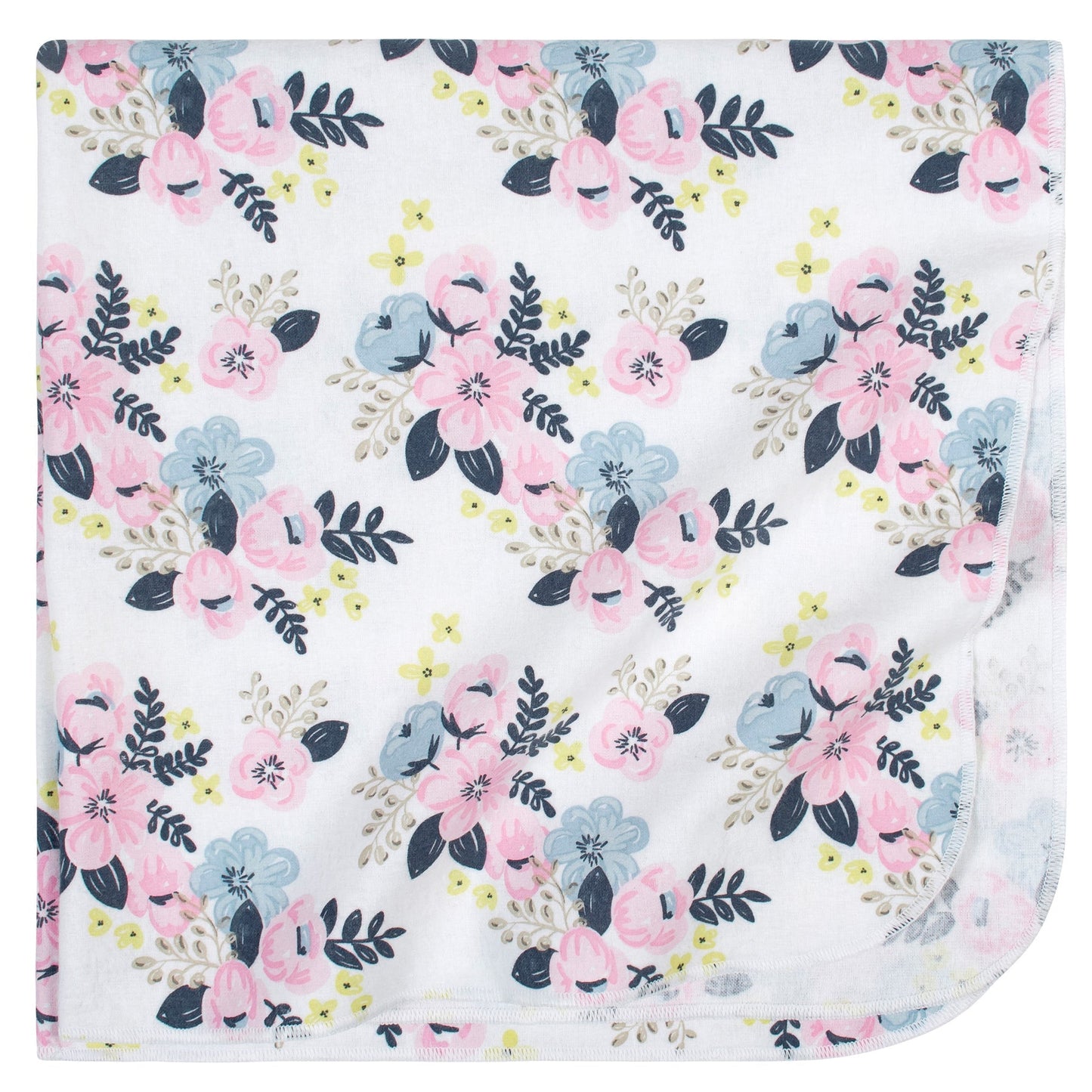 Just Born - 4-Pack Baby Girls Floral Flannel Receiving Blankets