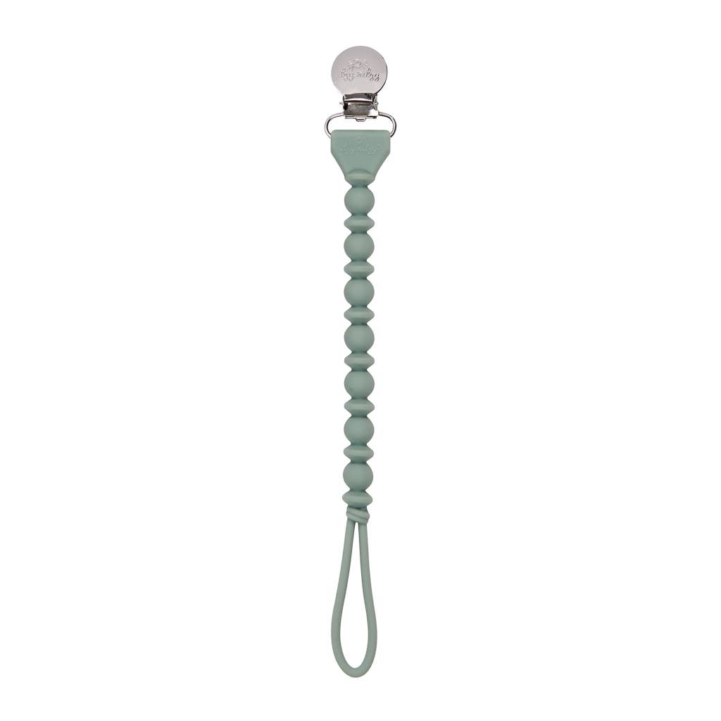 Itzy Ritzy - Sweetie Strap™ Silicone One-Piece Pacifier Clips: Storm Gray Beaded