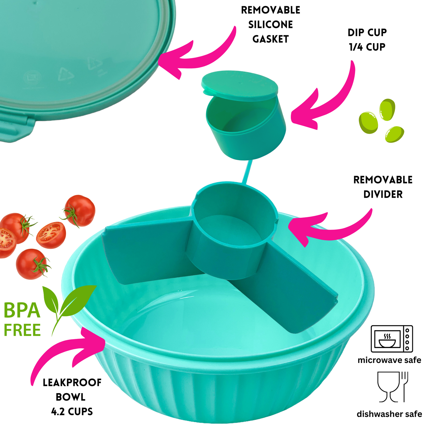 Yumbox - Poke Bowl with 3 Part Divider - Paradise Aqua