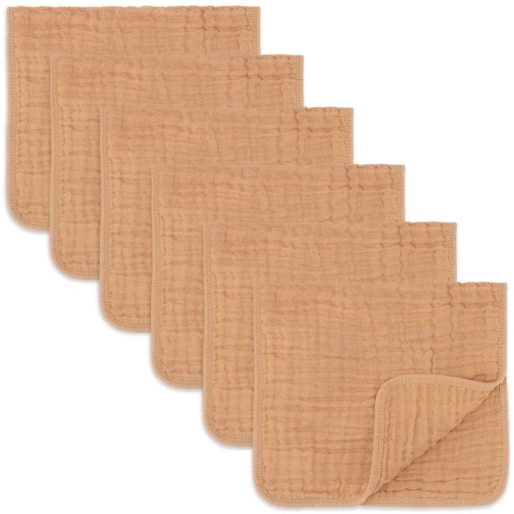 Comfy Cubs - Muslin Burp Cloths By Comfy Cubs: Pack Of 6 / Caramel