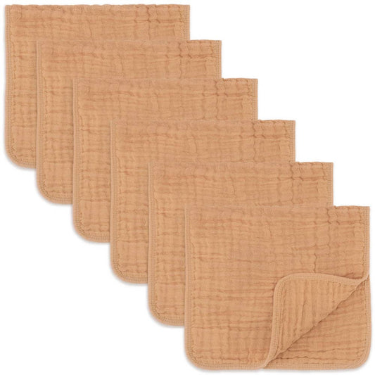 Comfy Cubs - Muslin Burp Cloths By Comfy Cubs: Pack Of 6 / Caramel