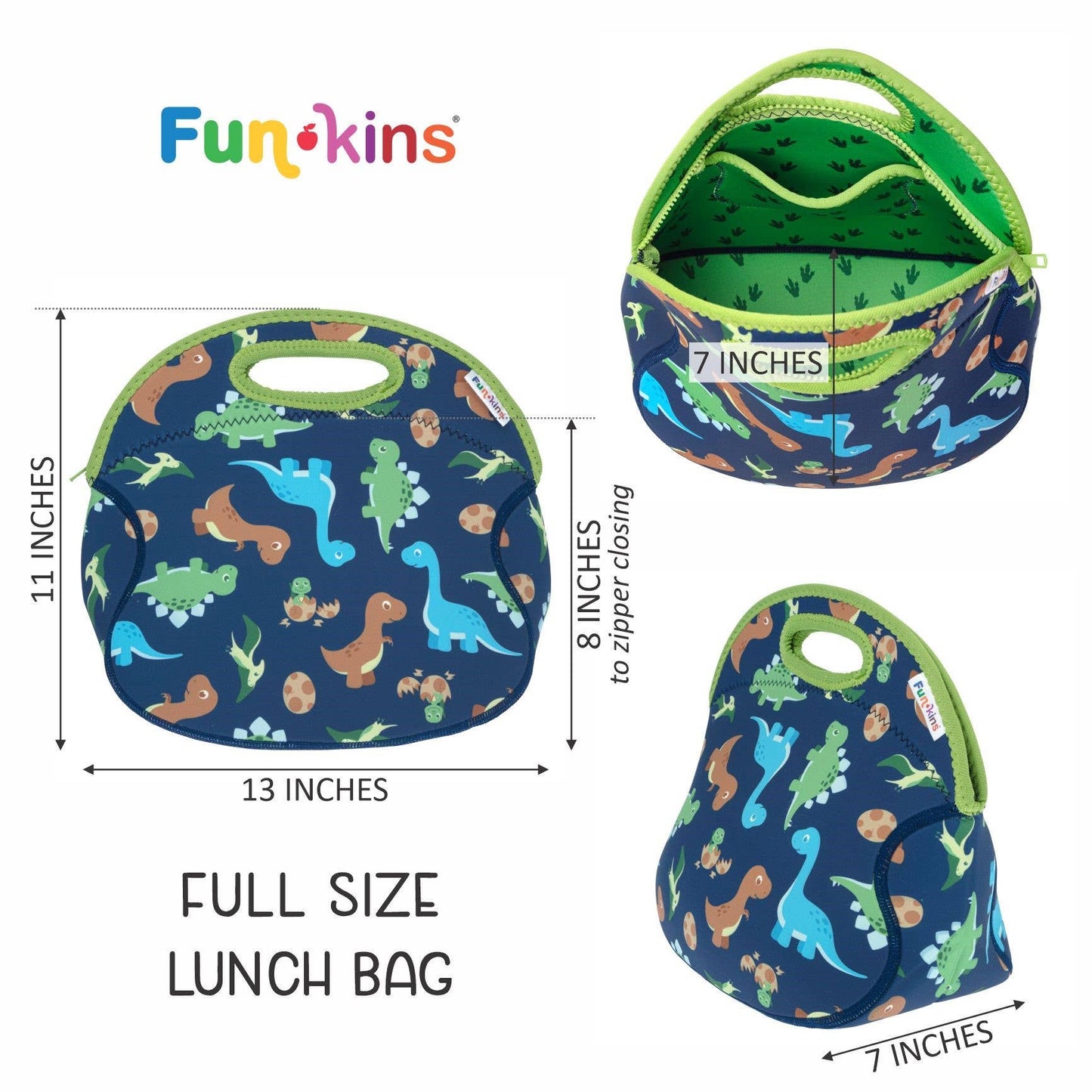 My Funkins - Large, Machine Washable Lunch Bag for Kids - Pink Dinos