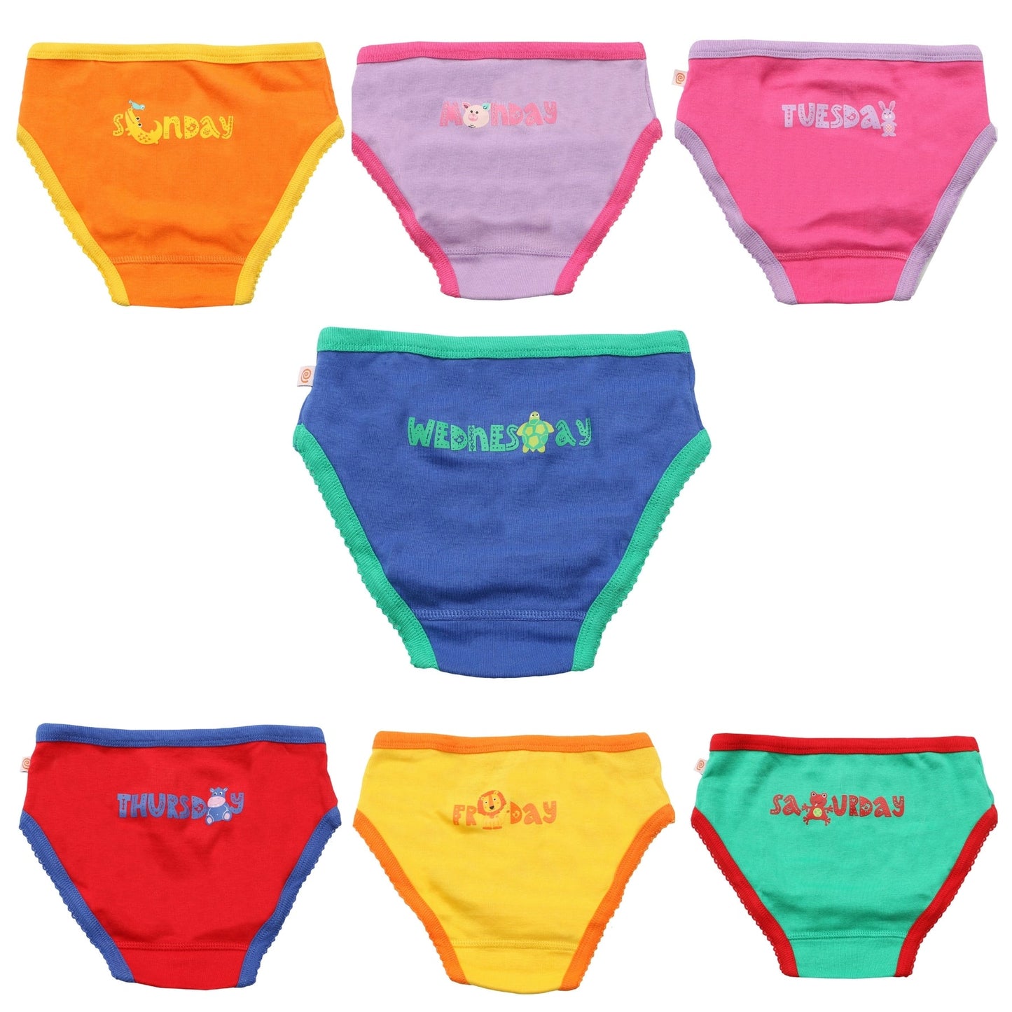 Kids Organic Briefs - 7Pc Set - Days Of The Week 5-6 Years