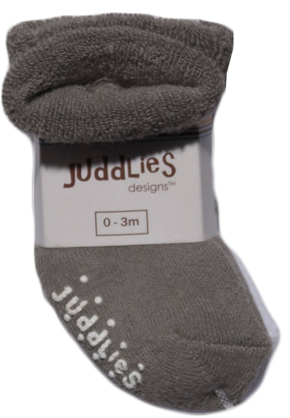 Juddlies - 2Pairs Infant Socks - White + Grey