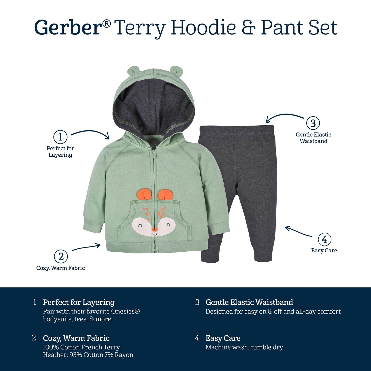 Gerberâ® 2-Piece Toddler Pre-Pack Boys Fox Terry Zip