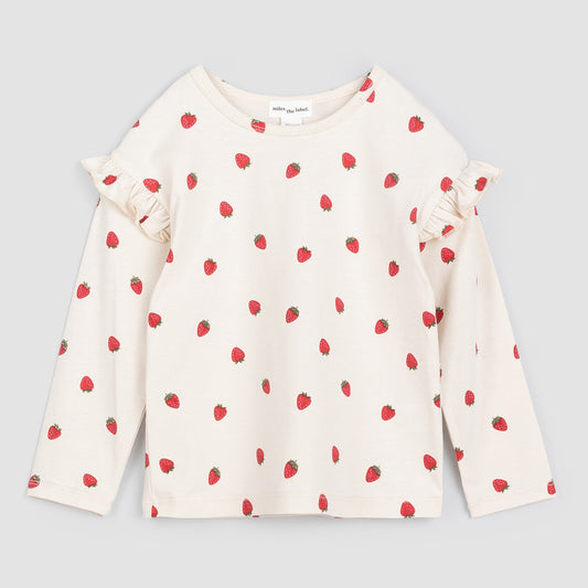 Miles The Label - Strawberry Print On Birch Jersey Top