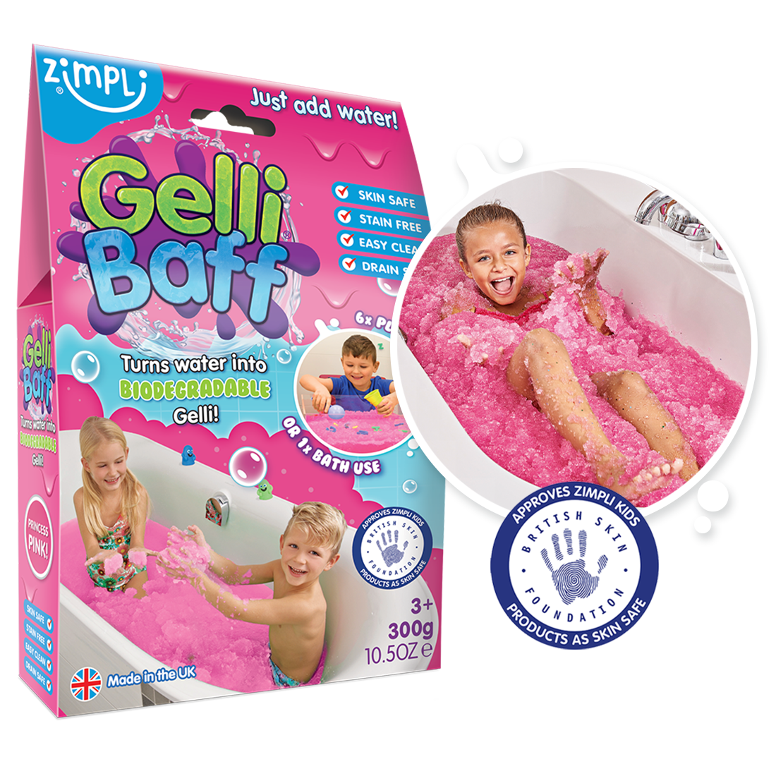 Zimpli Kids - Zimpli Bio Glitter Pink Gelli Baff - Kids Sensory Bath Toy