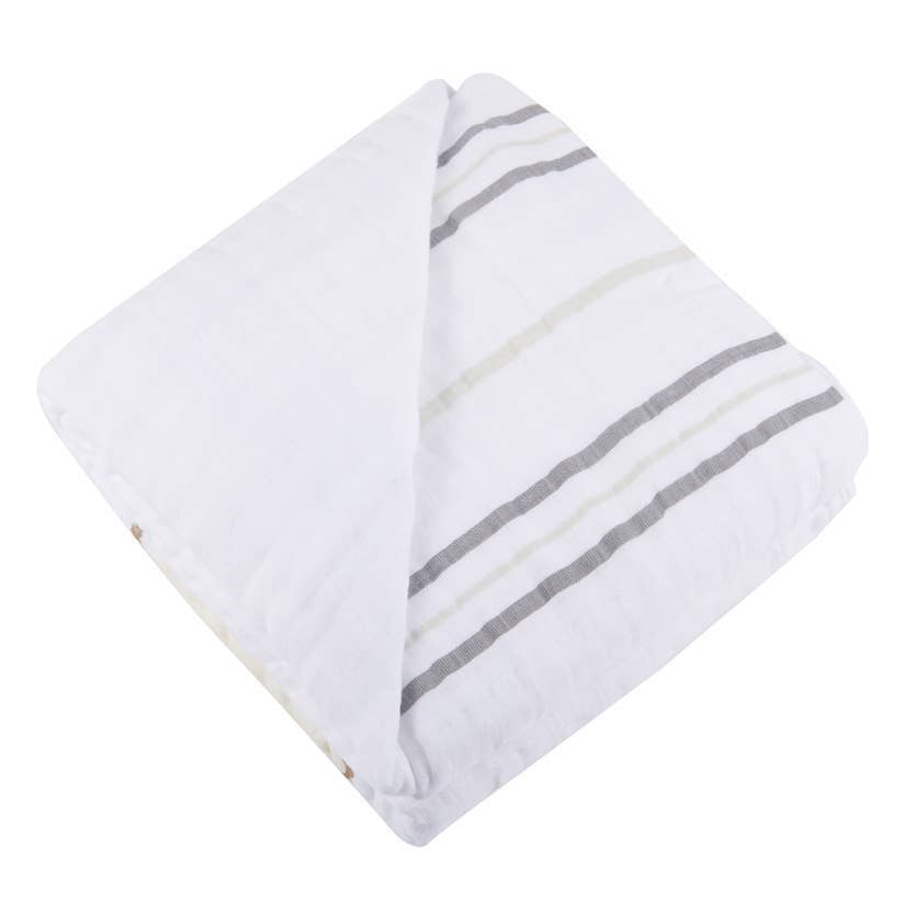 Newcastle Classics - Teddy Bear And Grey Stripe Newcastle Blanket