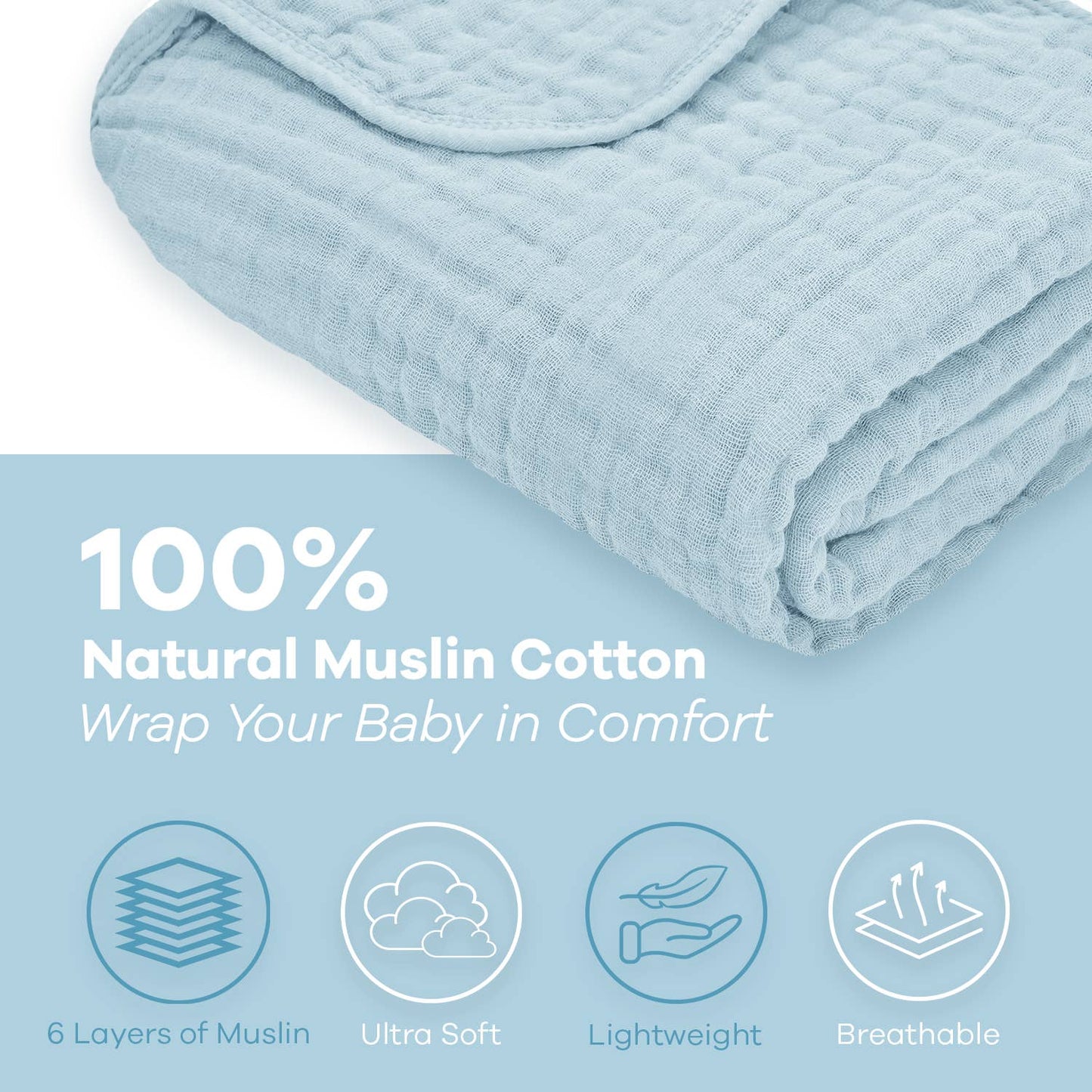 Comfy Cubs - Baby Muslin Cotton Blankets By Comfy Cubs: Neptune