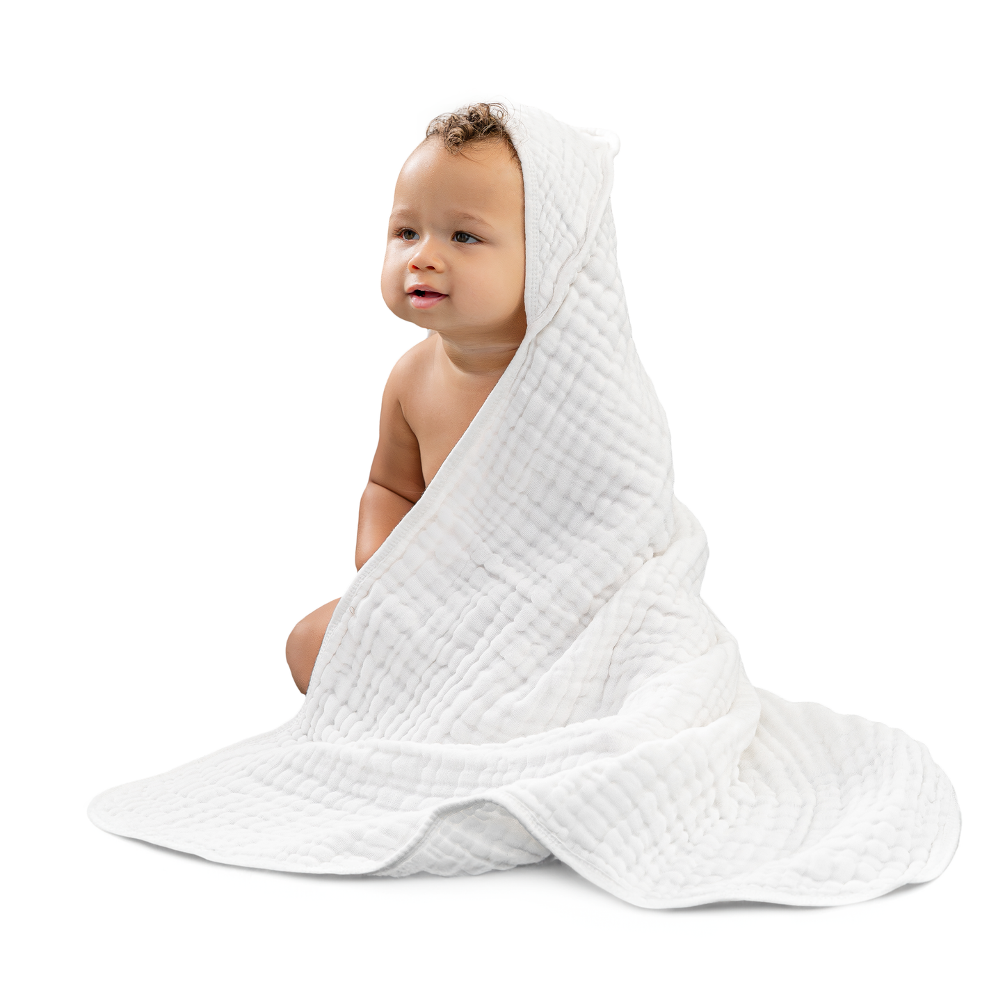 Comfy Cubs - Baby Hooded 9 Layer Muslin Cotton Towel For Kids: Pack Of 1 / Blush