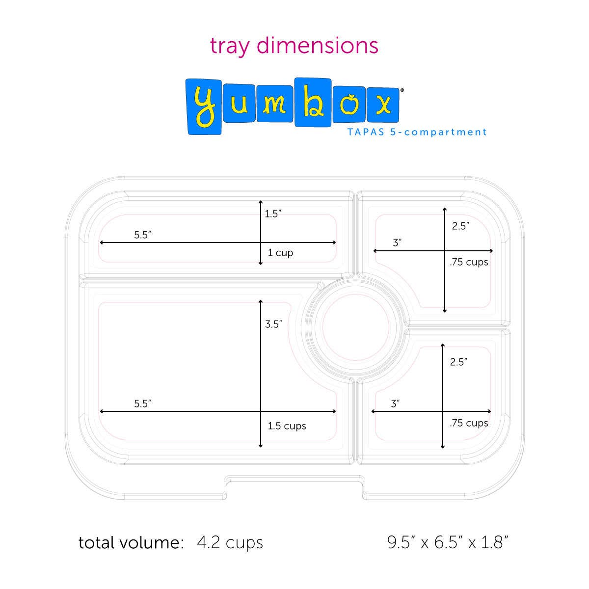 Yumbox - Leakproof Tapas Bento Box( Capri Pink) 5 Compartment