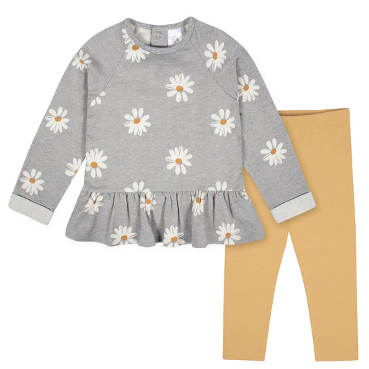 2-Piece Toddler Girls Daisy Peplum Top & Leggings Set