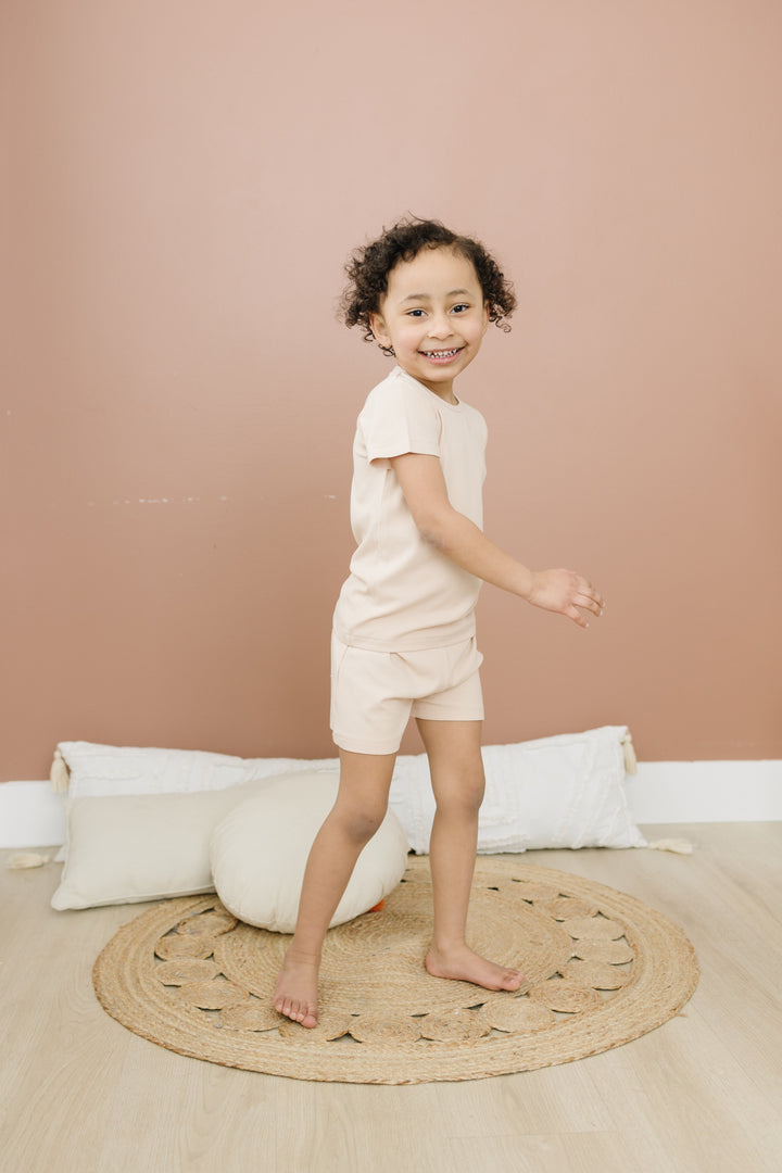 Earth Baby Outfitters-Bamboo Ribbed Short Sleeve Pajamas