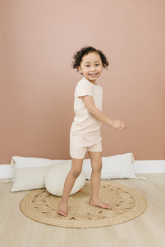 Earth Baby Outfitters-Bamboo Ribbed Short Sleeve Pajamas