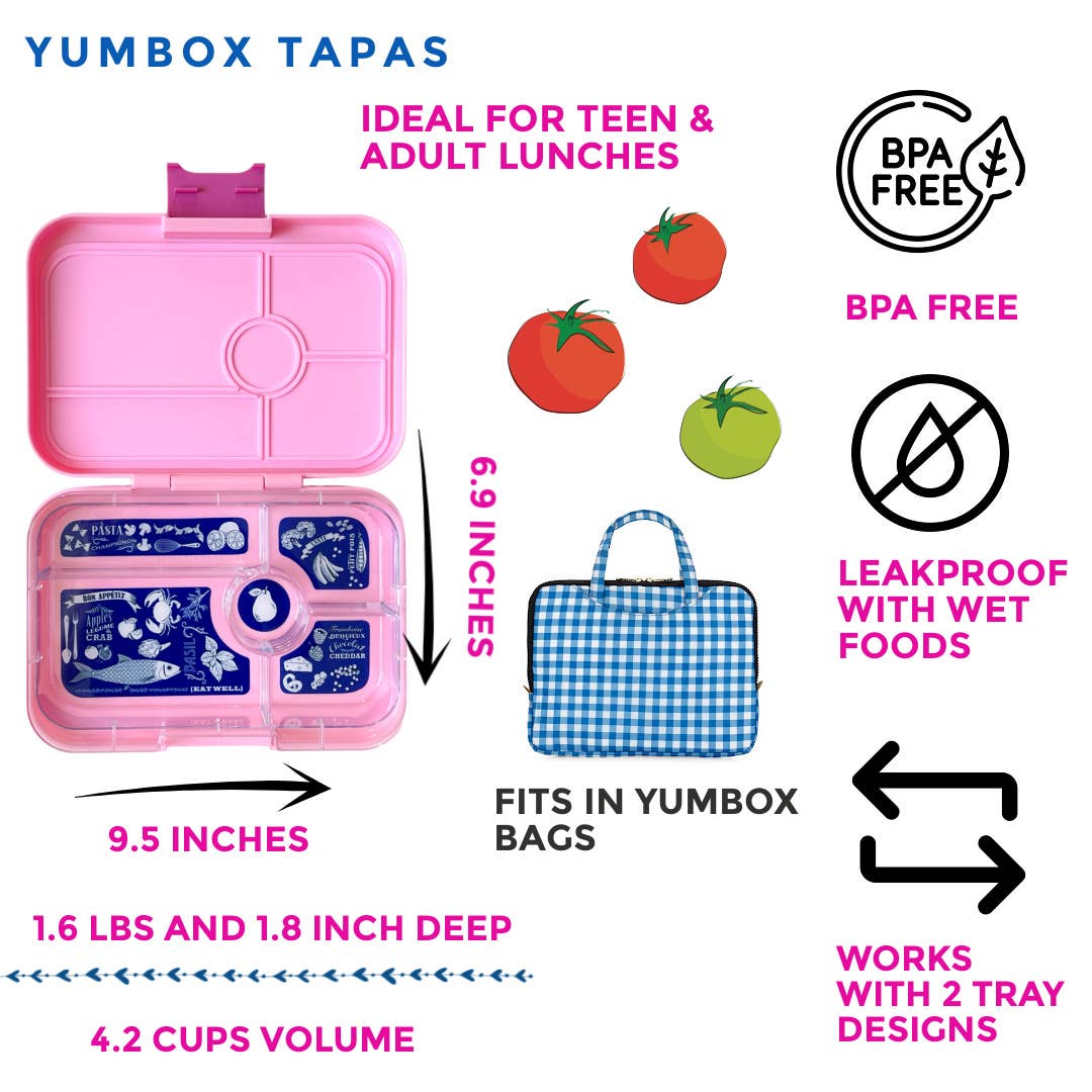 Yumbox - Leakproof Tapas Bento Box( Capri Pink) 5 Compartment