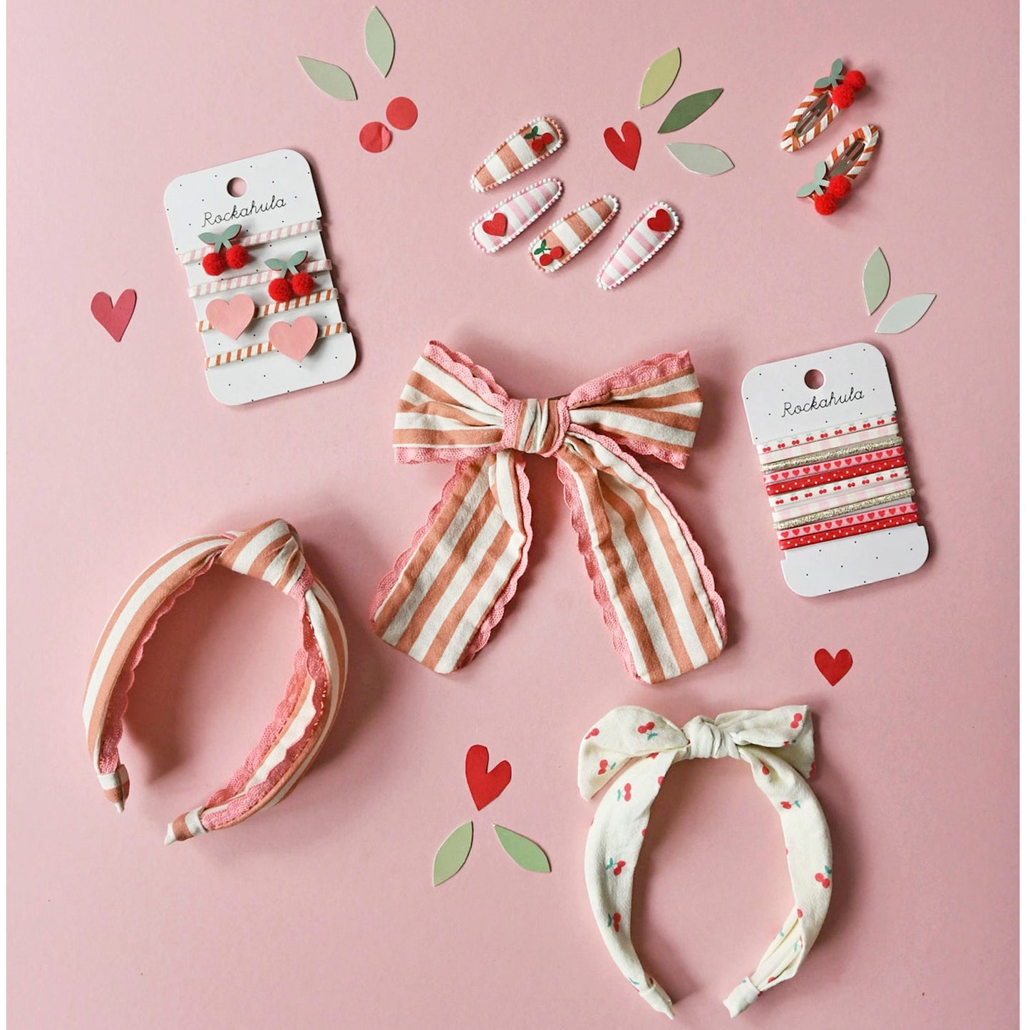 Rockahula - Cherry Stripe Fabric Clip Set