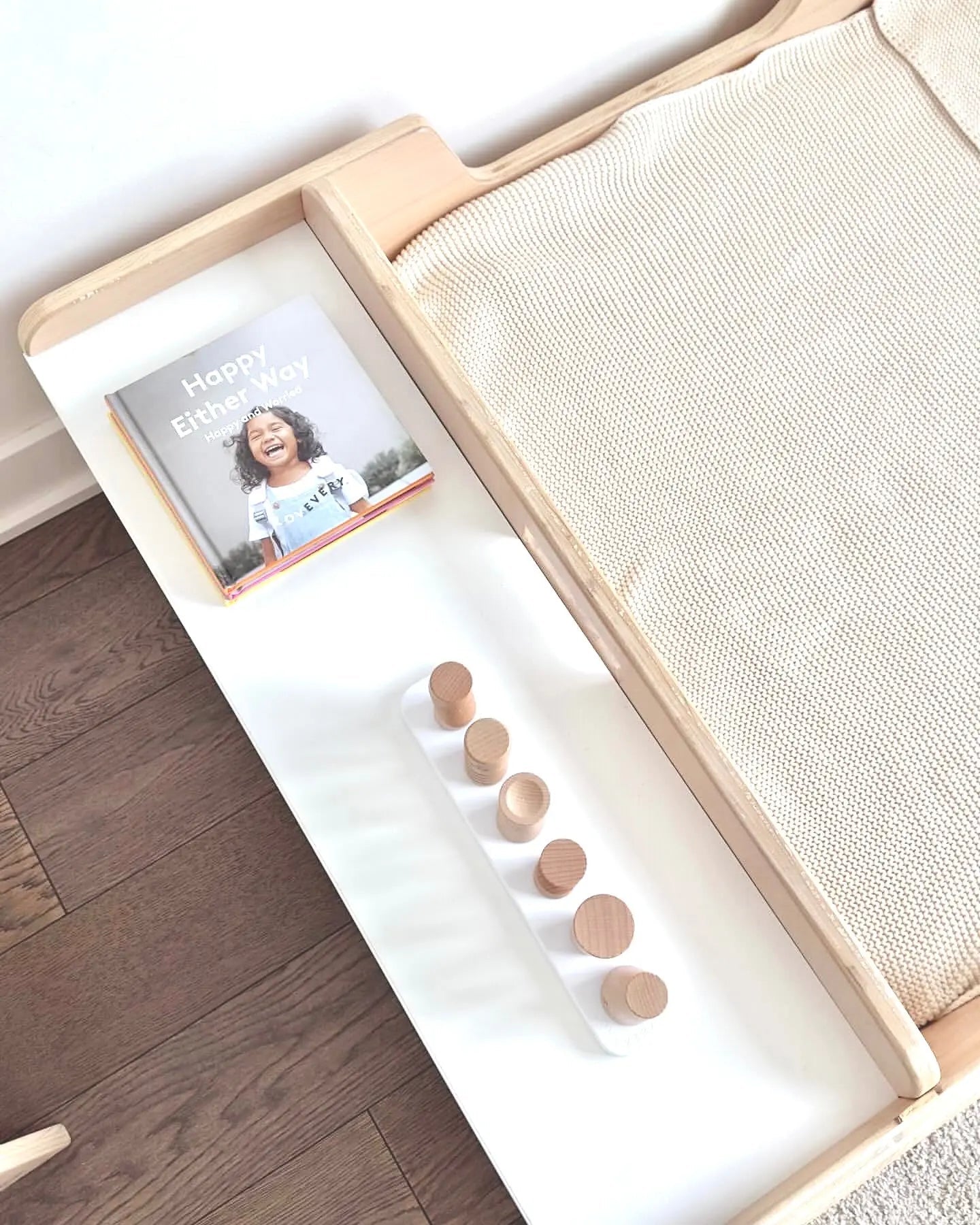 APPLE - Montessori Floor Bed with Rails & Shelves