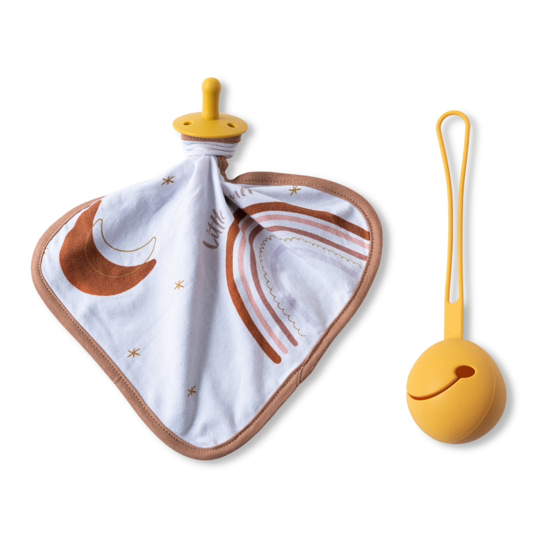 Earth Baby Outfitters-Tencel Deluxe Lovey + Silicone Pacifier and Holder Set