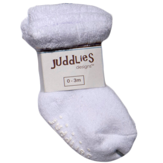 Juddlies - 2Pairs Infant Socks - White + White