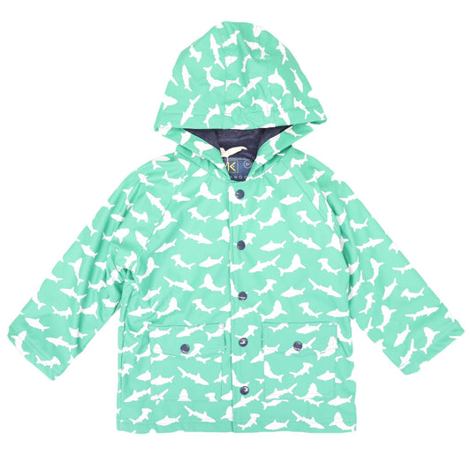 Korango - Shark Colour Change Raincoat Green - Terry Towel