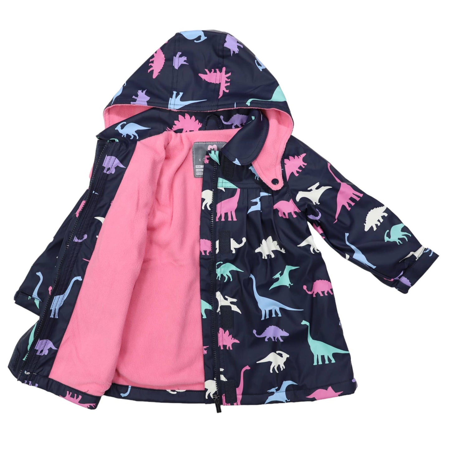 Korango - Dinosaur Colour Change Raincoat Navy - PolarFleece