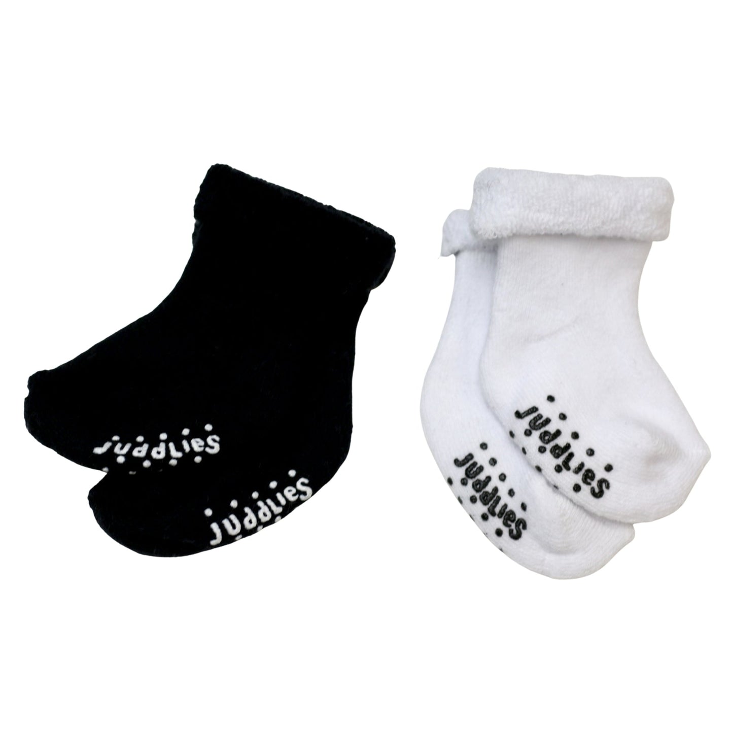 Juddlies - 2Pairs Infant Socks - Black + White