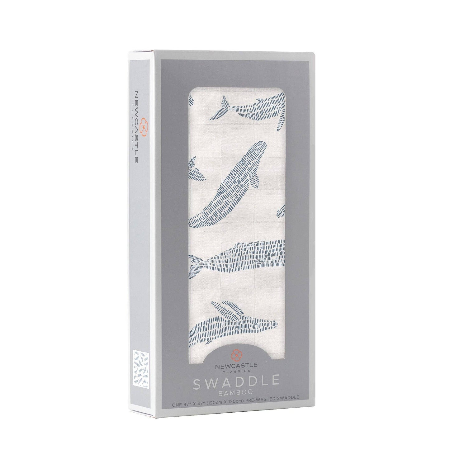 Newcastle Classics - Blue Shadow Whales Bamboo Swaddle