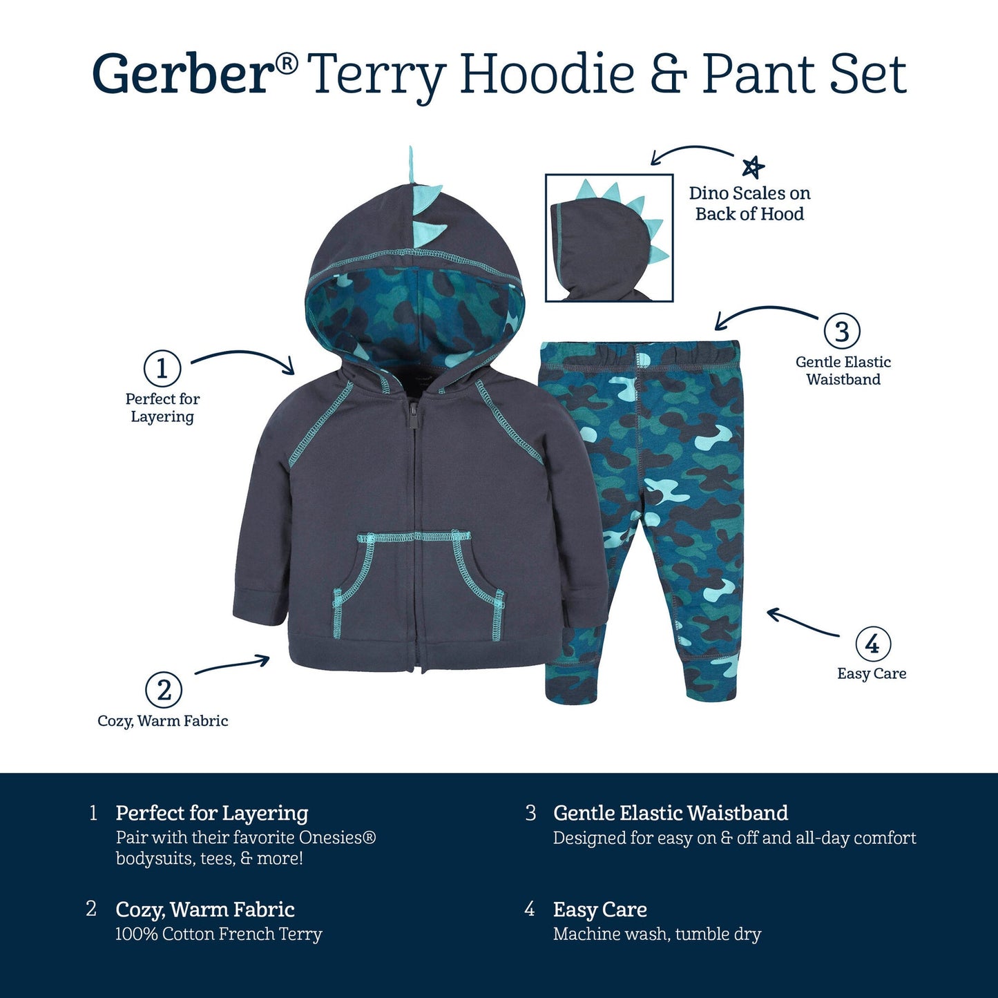 Gerber 2-Piece Dino Hoodie & Joggers Set