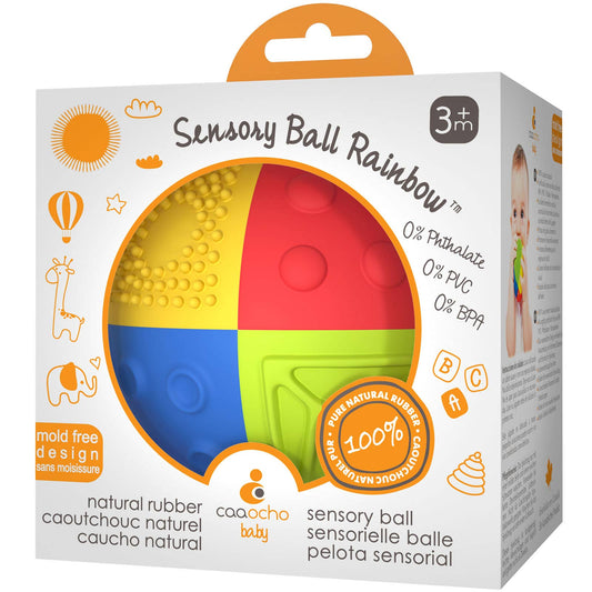 Caaocho Natural Rubber Toys - Sensory Ball Rainbow 3" - 100% Pure Natural Rubber