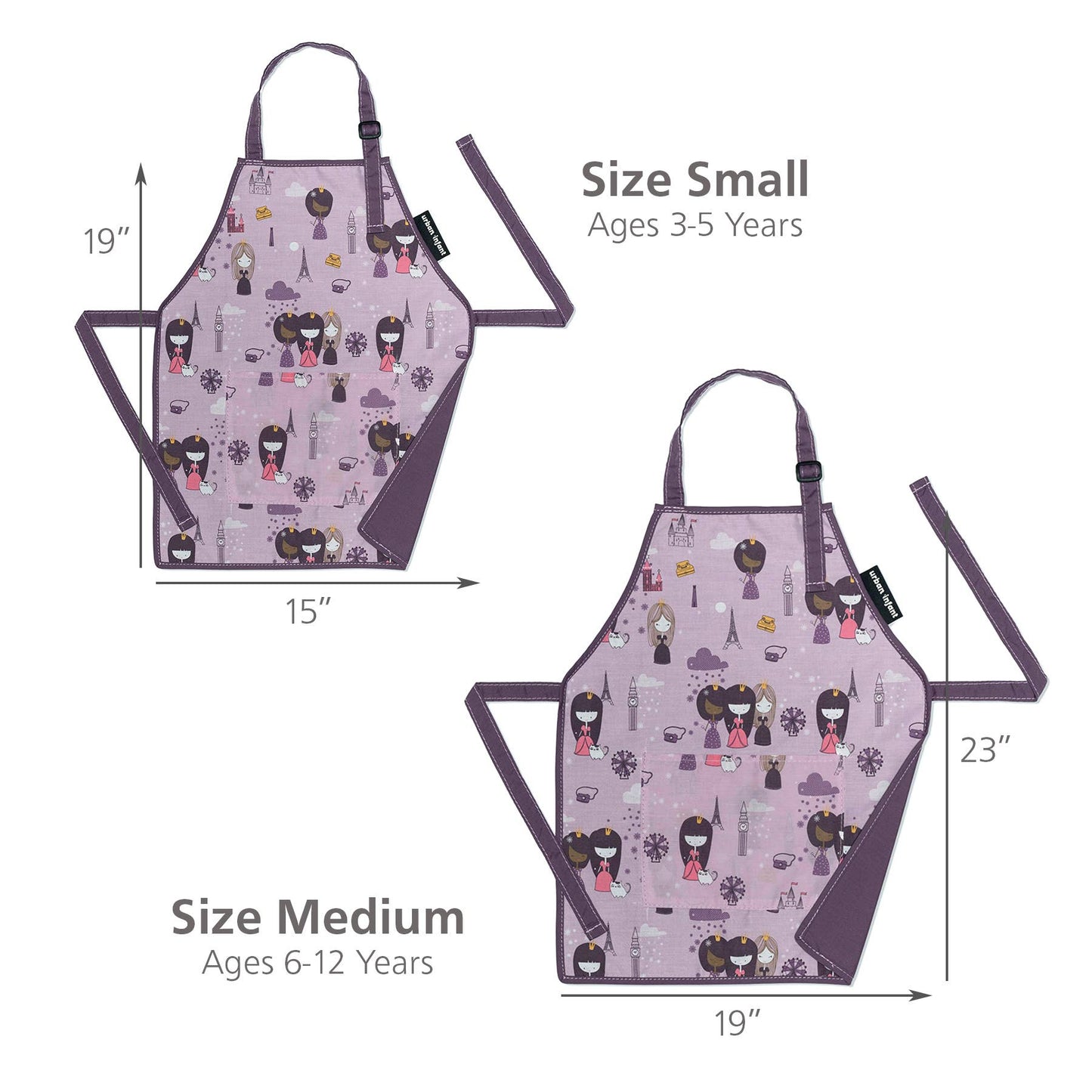 Urban Infant - Little Helper Kids Apron, Washable Cotton/Poly - Violet: MEDIUM