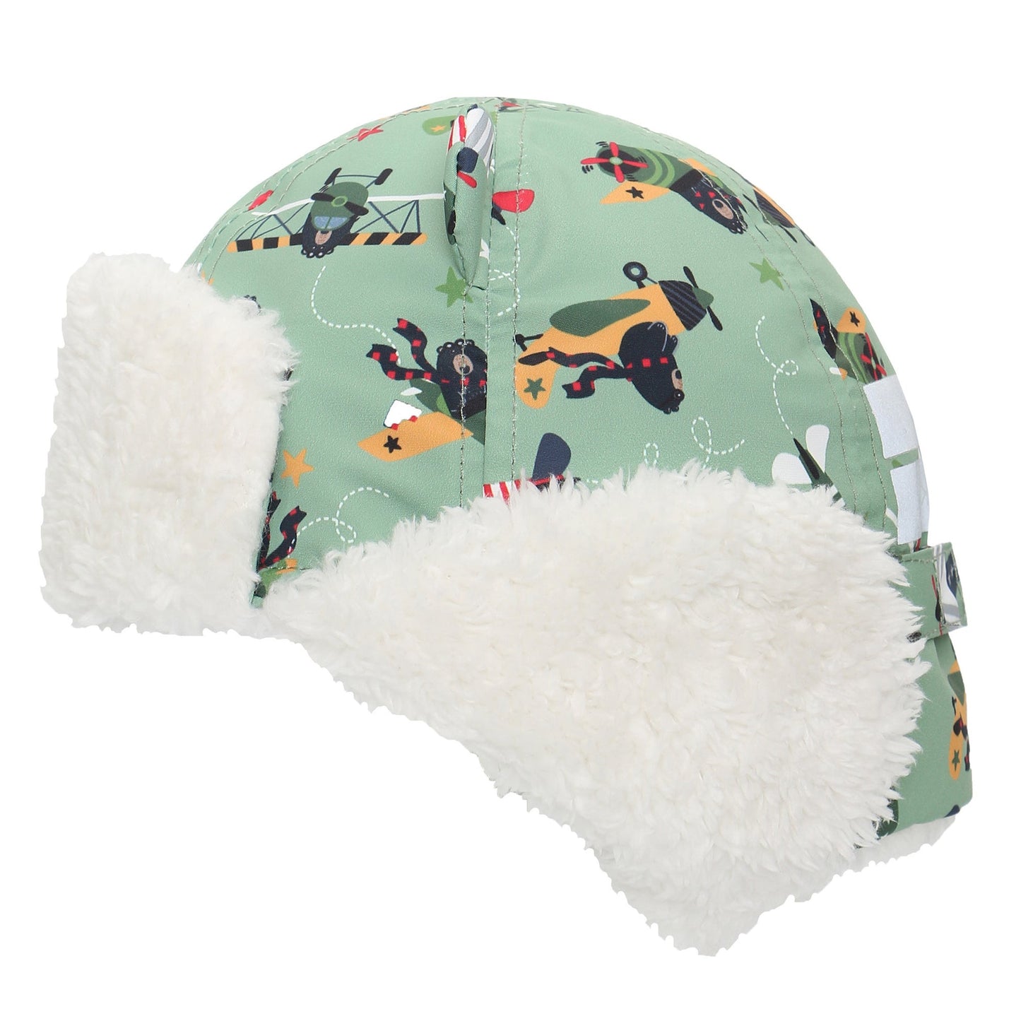 FLAP JACK KIDS - Water Repellent Trapper Hat - Black Bear Green (Size 4-6 Yr)