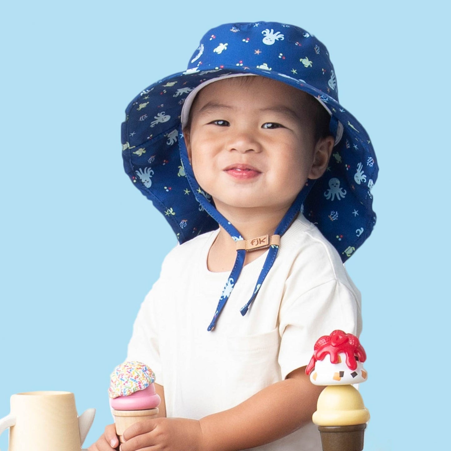 Flapjackkids - Sun Hat With Neck Cape - Octopus