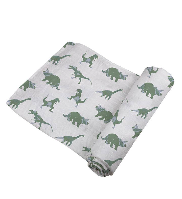 Newcastle Classics - Granite Green Dinosaurs Cotton Swaddle