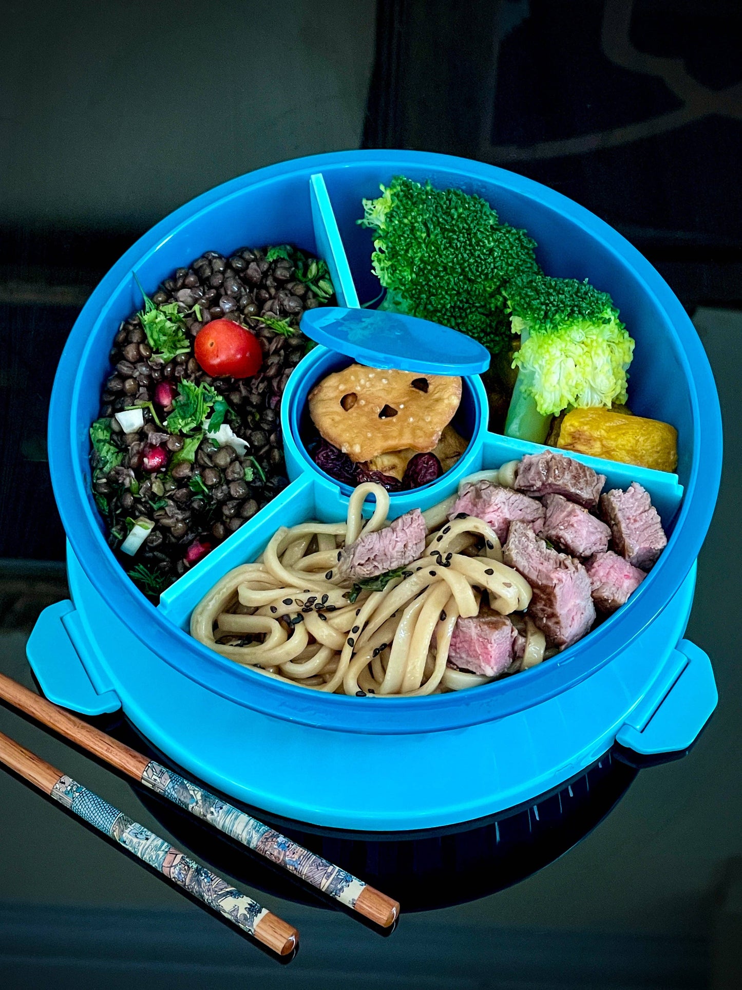 Yumbox - Poke Bowl with 3 Part Divider - Lagoon Blue