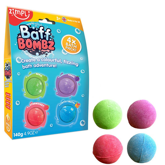 Zimpli Kids - Zimpli 4 Pack Round Baff Bombz Colourful Uk Made Bath Bomb