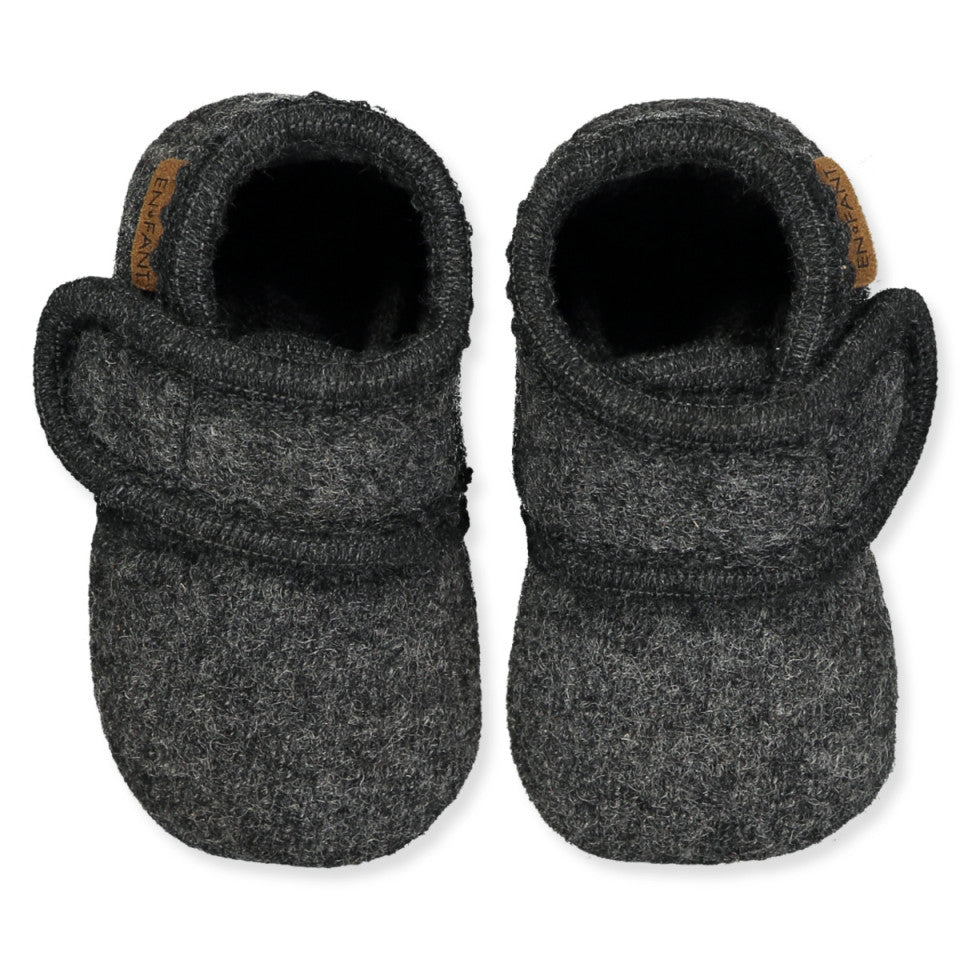 En Fant - Baby Wool Slippers (Dark Grey Melange)