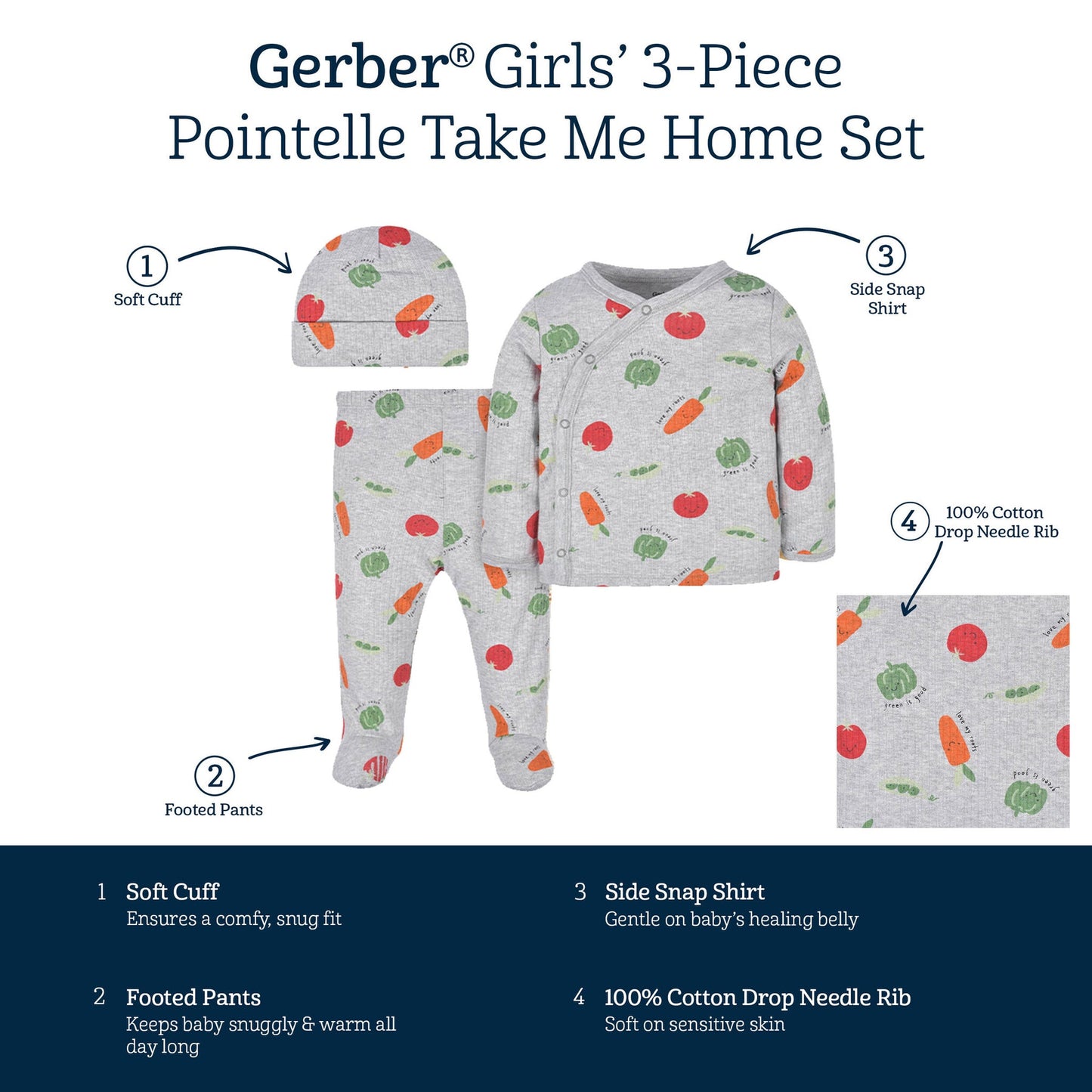 Gerber - 3-Piece Baby Neutral Vegetables Take Me Home Set