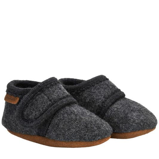 En Fant - Baby Wool Slippers (Dark Grey Melange)