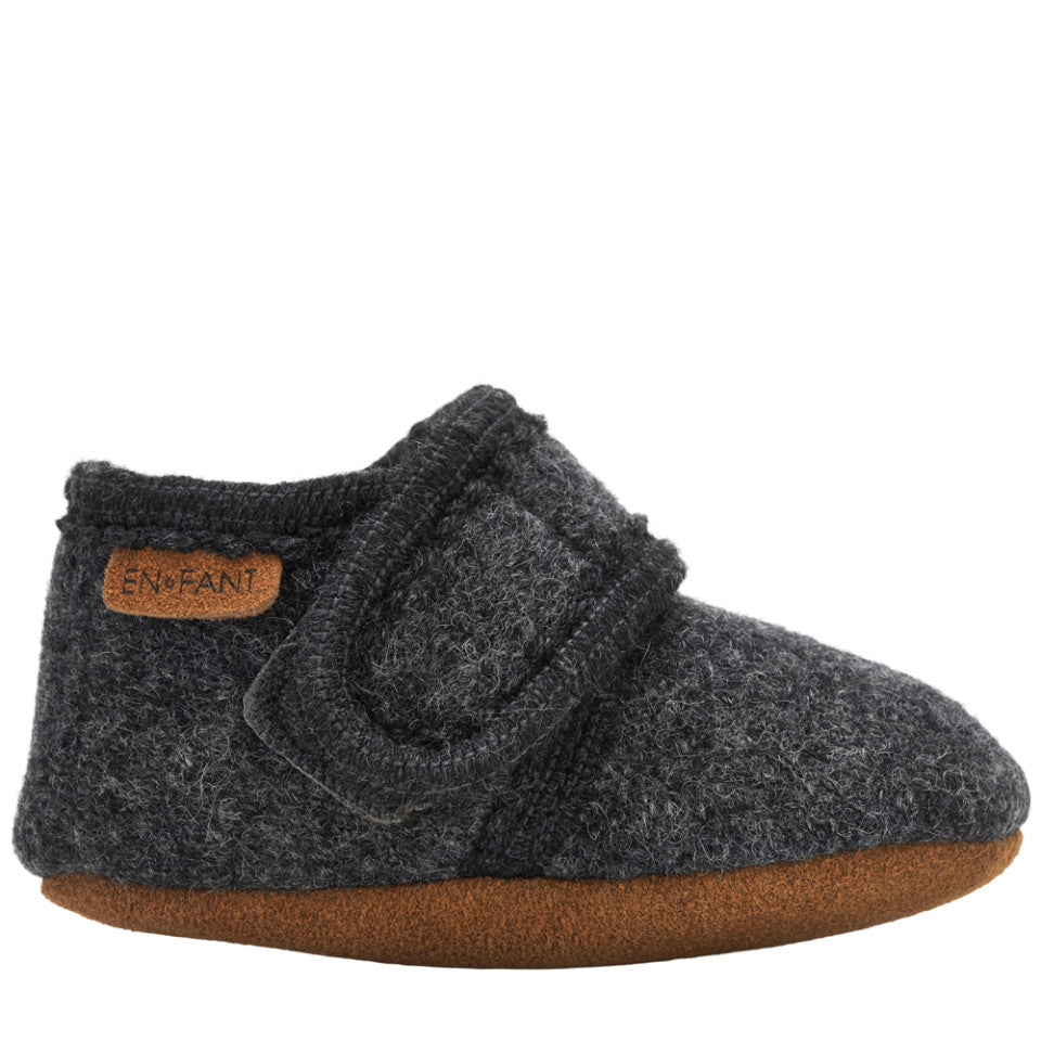 En Fant - Baby Wool Slippers (Dark Grey Melange)